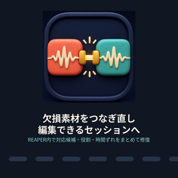 欠損素材をつなぎ直し、編集できるセッションへ｜REAPER用インターチェンジ修復マップ