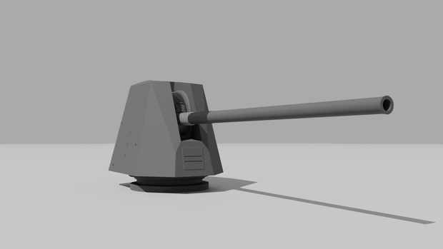 【可動ボーン入/3Dローポリ】Mk45 5インチ軽量単装砲 - 現代軍艦兵装（旋回・昇降対応 / マテリアル色分け済）