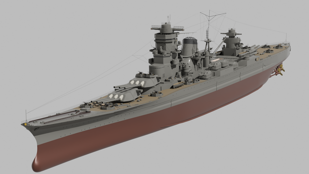 【可動ボーン入】B65超甲型巡洋艦（旋回・昇降対応 / マテリアル色分け済）