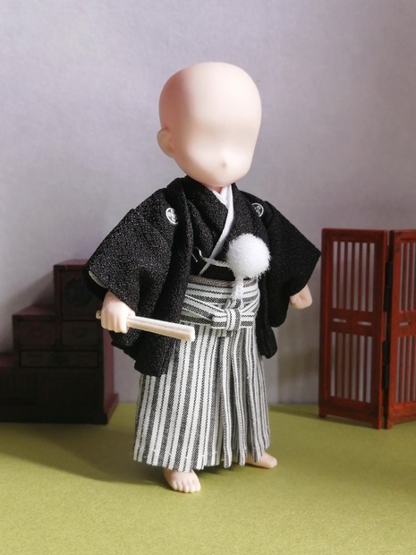 本格 男性用 黒紋付羽織袴 一式セット(オビツ11size)