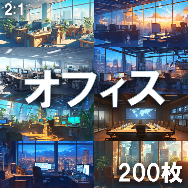 【背景素材】オフィス200枚[2:1](モダンなオフィス、会議室、社長室、コマンドセンター)