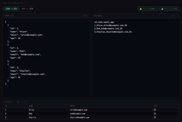JSON CSV Converter