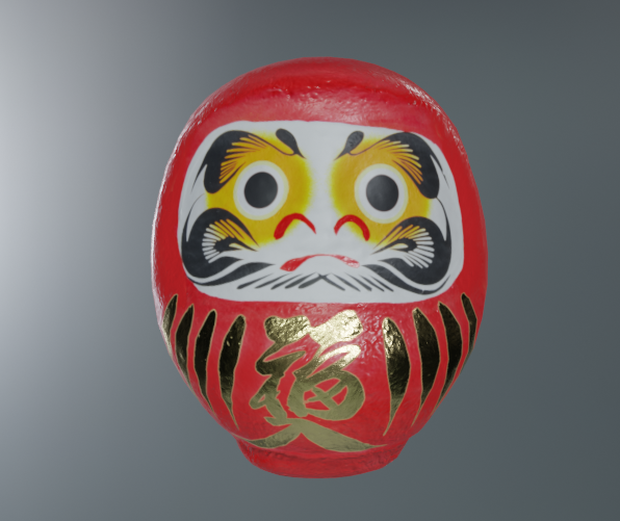 【3Dモデル】だるま　ー赤ー