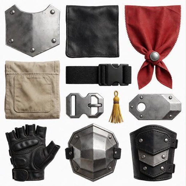 レザー、金属、布素材｜ブラウン・黒・赤カラー｜leather, metal, fabric｜M0002