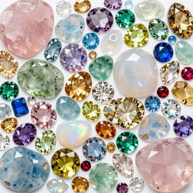 宝石、クリスタル素材｜パープル・アクア・ローズゴールドカラー｜gem, crystal｜M0011