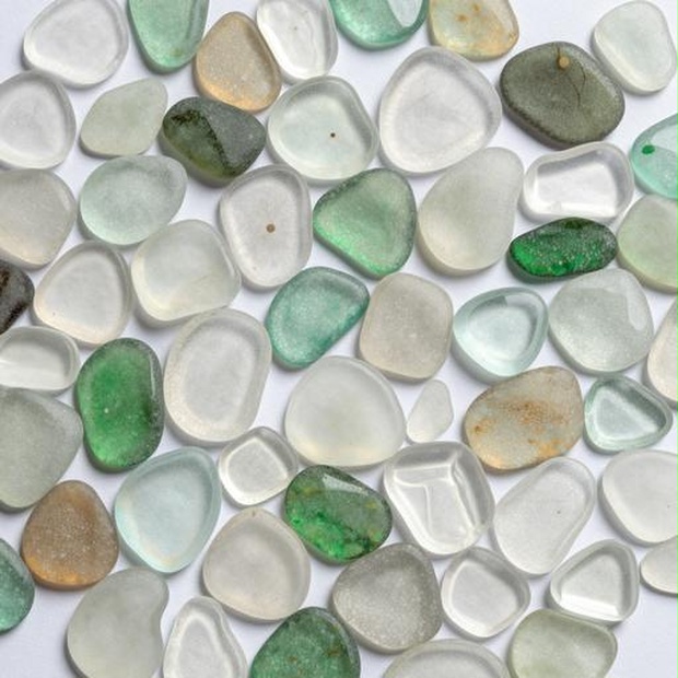 シーグラス、ガラス、ストーン素材｜グリーン・ブラウン・白カラー｜glass, stone｜M0027