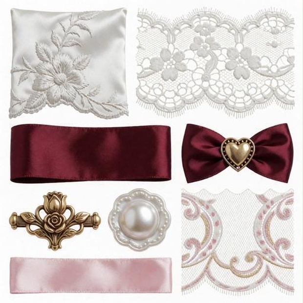 レース、サテン、ベルベット素材｜赤・白・ゴールドカラー｜lace, satin, velvet｜M0077