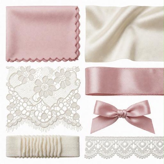 レース、サテン、ベルベット素材｜ピンク・ベージュ・白カラー｜lace, satin, velvet｜M0078