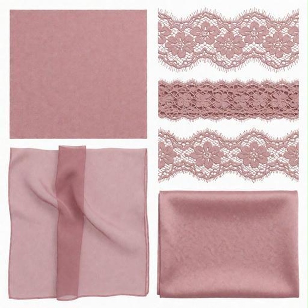 布、レース、サテン素材｜ピンク・lace・satinカラー｜fabric, lace, satin｜M0121