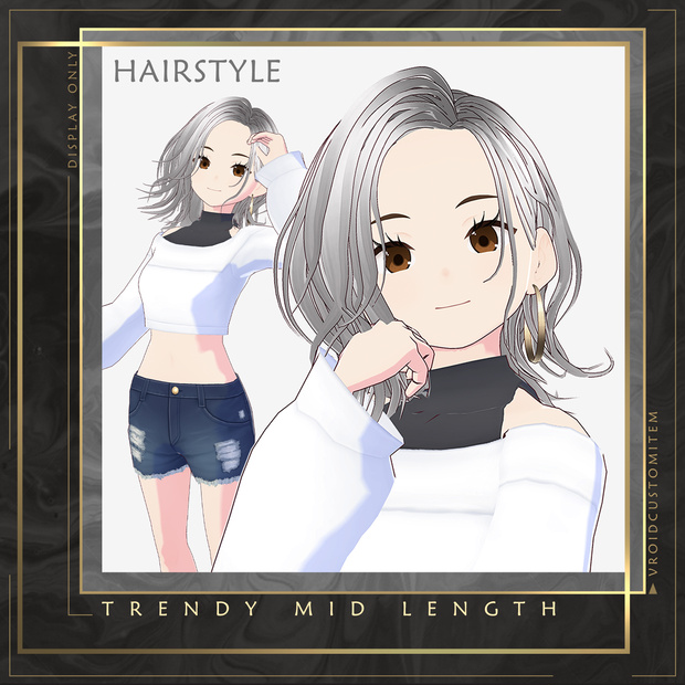 【Vroid】 Female Trendy Curvy Mid Length Hairstyle