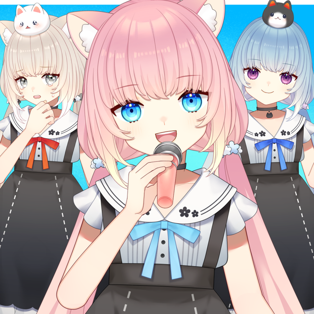 【VTubeStudio用】頭に猫を乗せた女の子