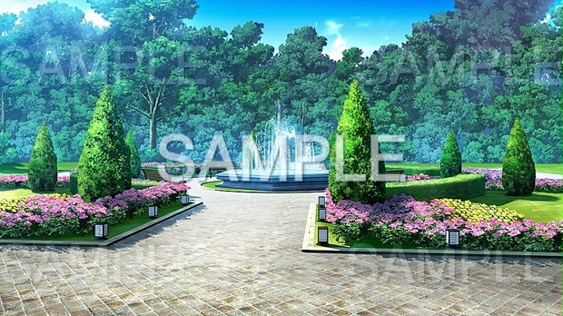 背景素材 噴水公園 昼 ファンタジー編part05 Al2bg14 背景専門店みにくる Booth