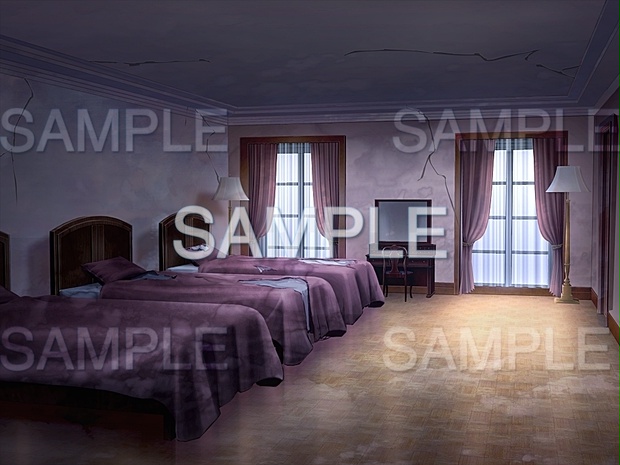 背景素材】ベッドルーム/ホラー (お屋敷ホラー編part01-nexyashi004_b