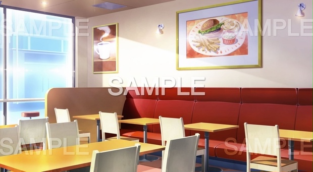 【背景素材】ファストフード店内(『街編』part01-tanumachi002)