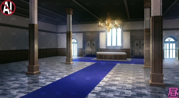 【背景素材】屋敷・館のエントランス(ファンタジー編part04A-bg_025_entrance_1)