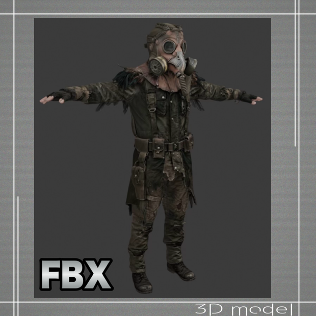 【３Dモデル】鳥マスク男２　FBXModel