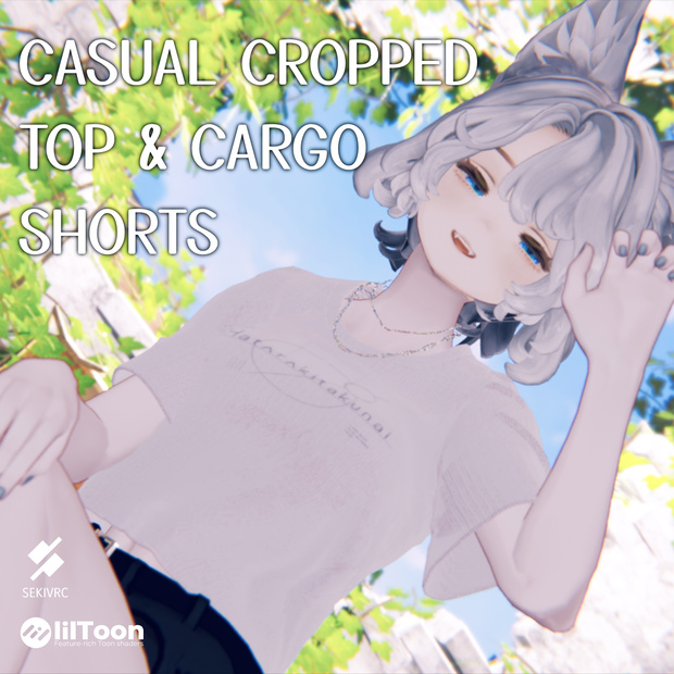 カジュアル・クロップドトップ＆カーゴショーツ【32アバター対応】