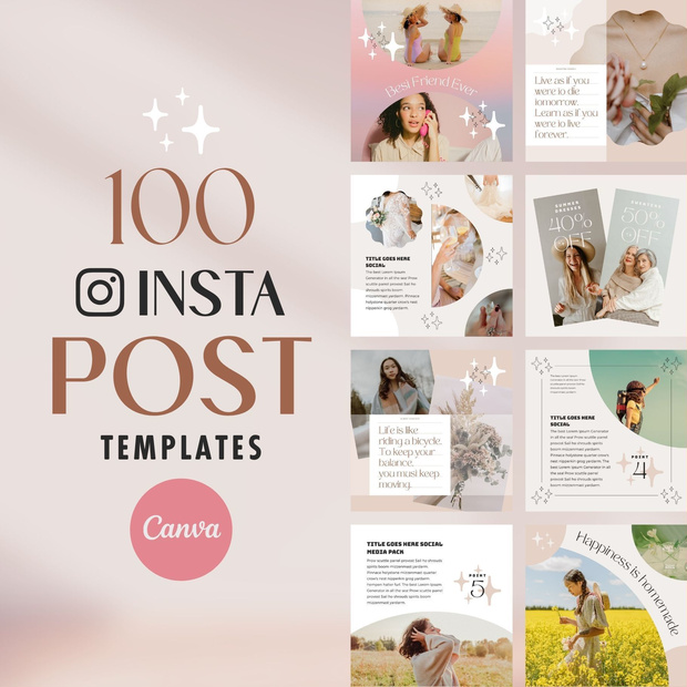 インスタグラムテンプレートCanva投稿サイズ100点セット - Shine