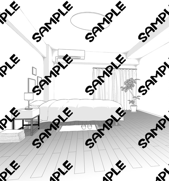 マンション寝室2セット【背景素材】