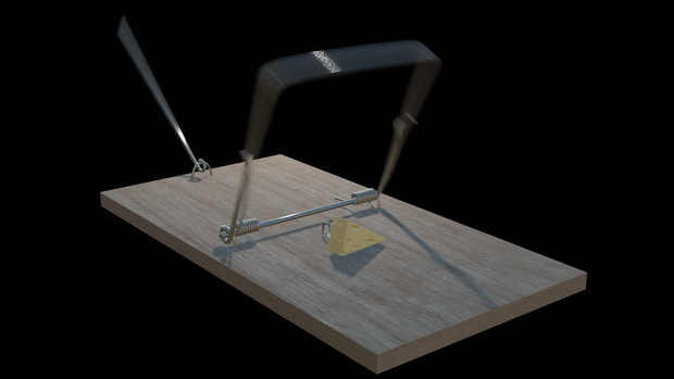 Mousetrap motion バネ式ネズミ捕り（zip Blender File）
