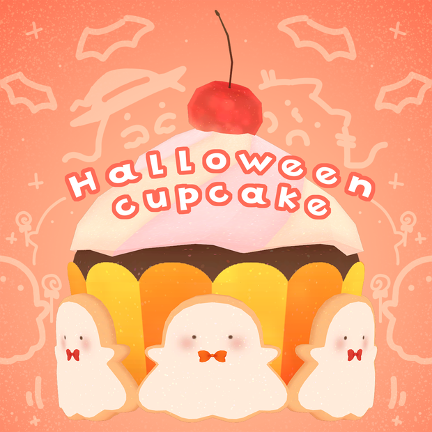ふわふわおばけが可愛い!!　Halloween cupcake　PhysBone対応!