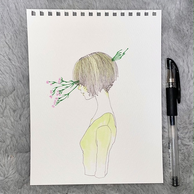 ボールペンアート「林檎」イラスト原画