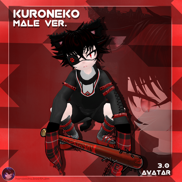 「OUT OF STOCK」Kuroneko MALE ver.- くろねこ 3.0 avatar UNITYPACKAGE vrchat fbx 黒猫 BOY ショタ