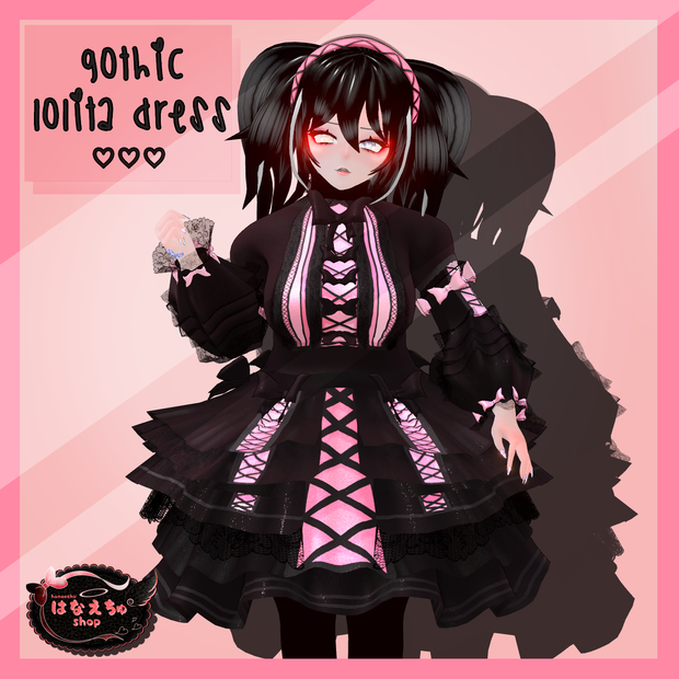 GOTHIC LOLITA DRESS - ゴス ロリータドレス Original 3D model FBX unitypackage VRCHAT halloween goth