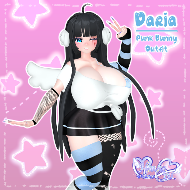 「ダリア」Punk Bunny Outfit Set パンク バニー 衣装セット  Original 3D model Unitypackage VRChat