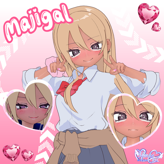[凪夜瑠璃向け] マジギャル Body Texture Set, Makeup Set, Eye Texture Unitypackage