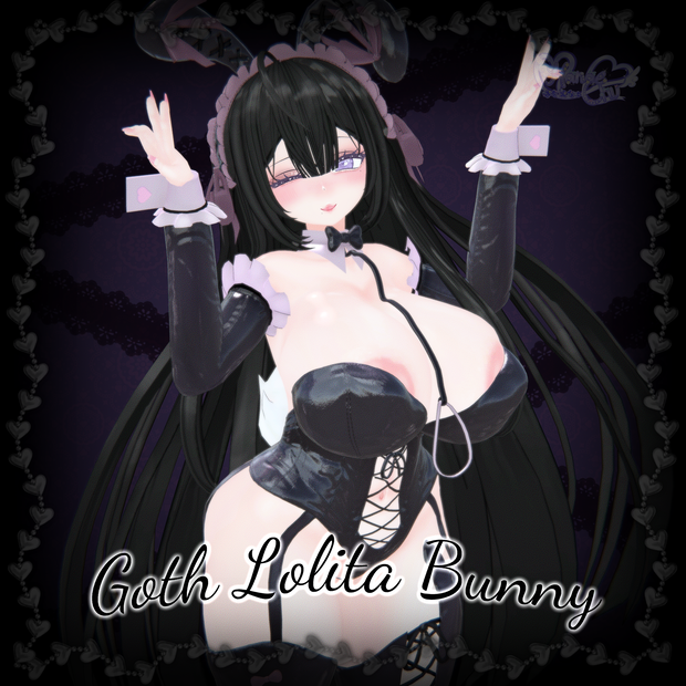  Goth Lolita Bunny Outfit Set  †𓆩♡𓆪†　ゴスロリタバニー　衣装 セット 3D Model Unitypackage Modular Avatar
