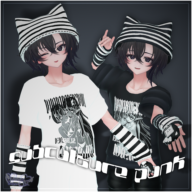 Mens Subculture Punk Outfit Set  メンズ サブカル パンク 衣装 セット 3D Model Unitypackage Modular Avatar対応