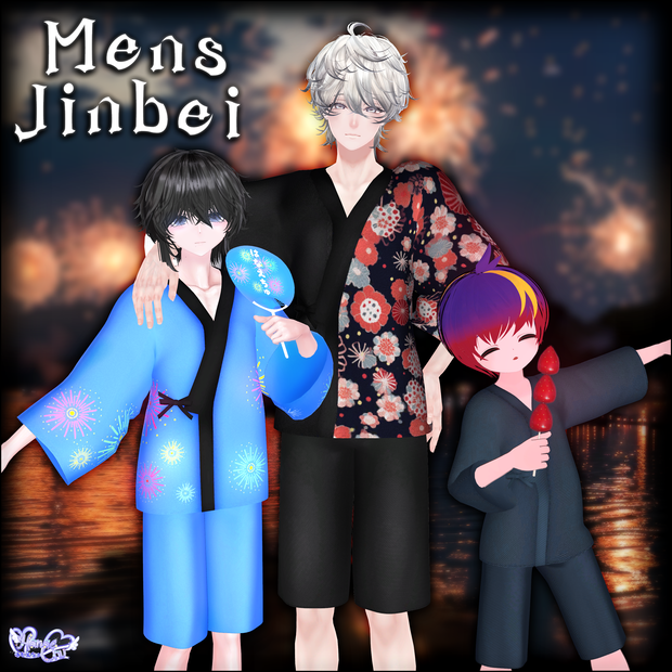 Mens Jinbei Set メンズの甚平衣装セット 3D Model Unitypackage Modular Avatar対応