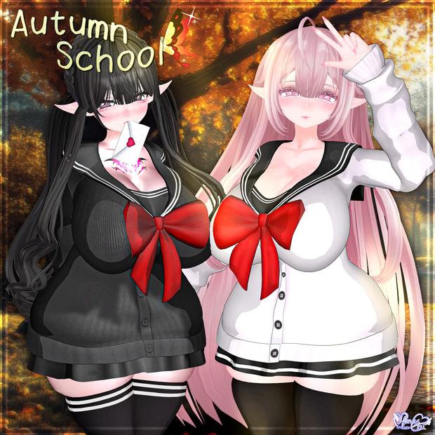 「伊邪那美2.0対応」 Autumn School + Love Letter🍂秋のセーラ衣装セット+ラブレター Modular Avatar Unitypackage