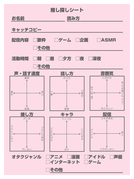 Vtuber推し探しシート(高画質・透過)