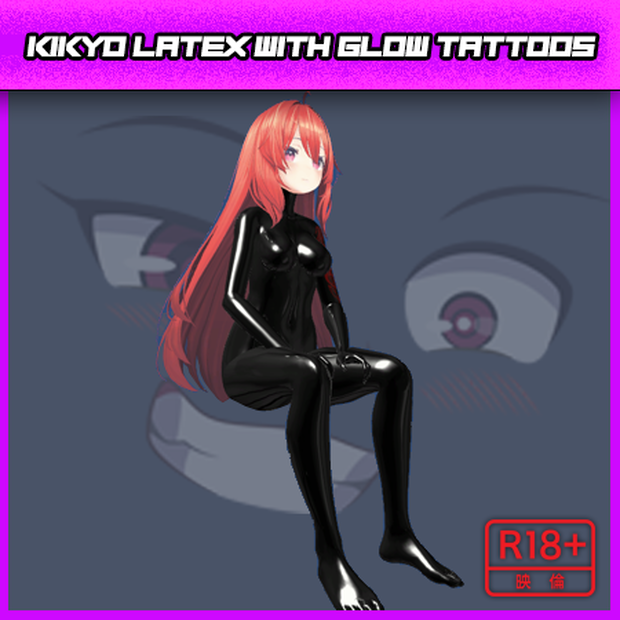 【Latex Body Red Hair】- with Glow Tattoos【VRC】<For Kikyo>