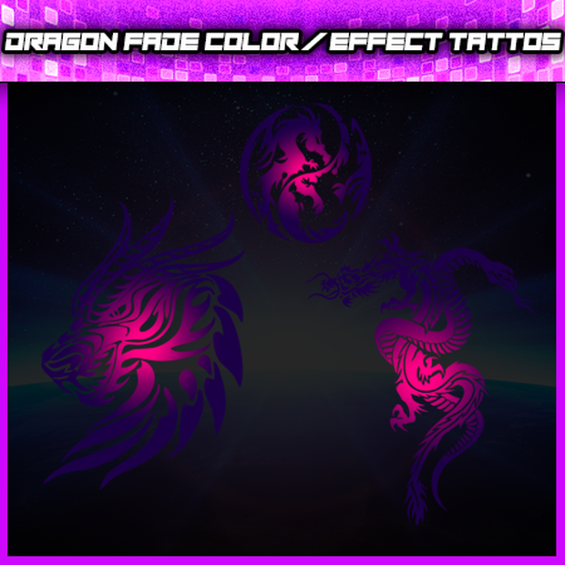 【Body Dragon Fade Color / Effect Tattoos 】- 【VRC】<Kissma / Kikyo or Avatar>