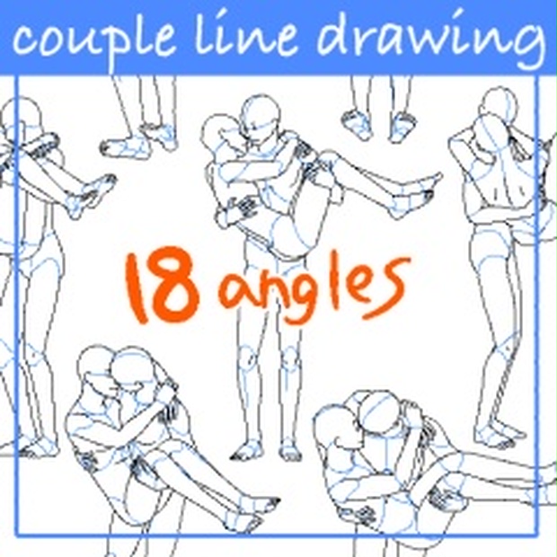 線画18種 お姫様抱っこ Couples 18 Line Drawings Seagullll Booth