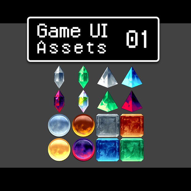 ゲーム制作向けUI素材集01 40ファイル　商用利用可