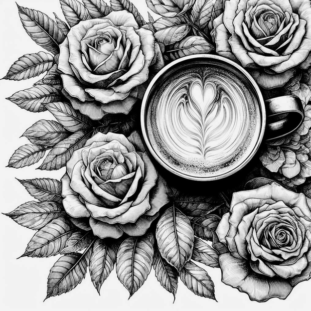 カフェラテと薔薇