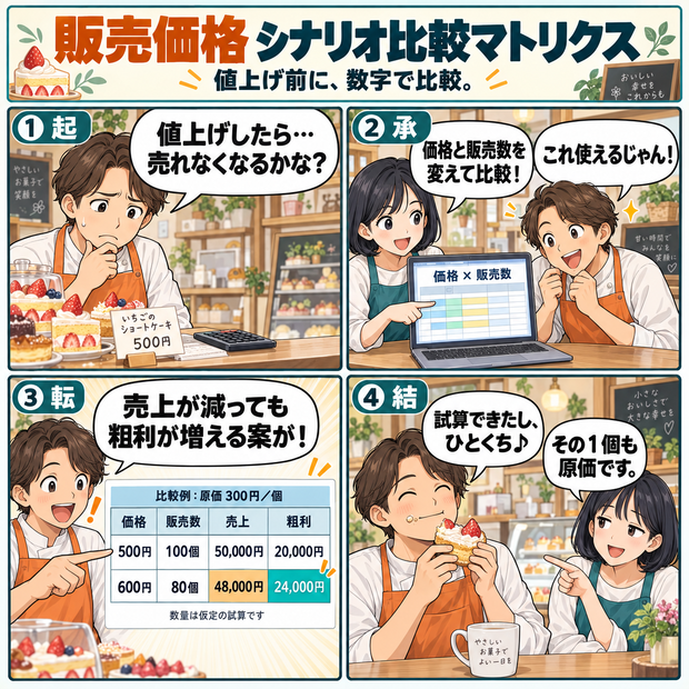 販売価格 シナリオ比較マトリクス / Selling Price Scenario Comparison Matrix