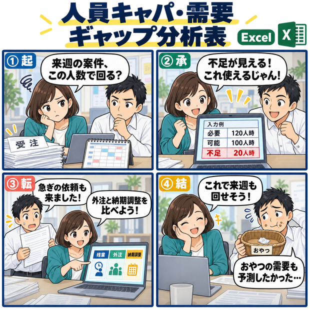 人員キャパ・需要 ギャップ分析表 / Workforce Capacity and Demand Gap Analysis Worksheet