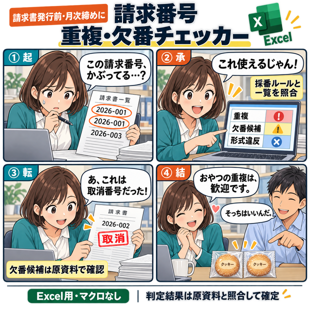 請求番号 重複・欠番チェッカー / Invoice Number Duplicate and Gap Checker