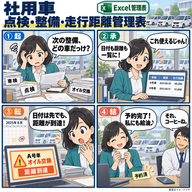 社用車 点検・整備・走行距離管理表 / Company Vehicle Inspection, Maintenance, and Mileage Log
