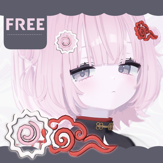 無料　熊猫茶館 ヘアピン　꒰ VRChat ꒱