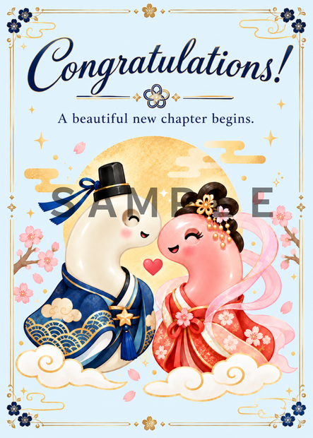 Japanese Greeting Card Set 10 Blue｜Wedding・Birthday・Love・Thank You
