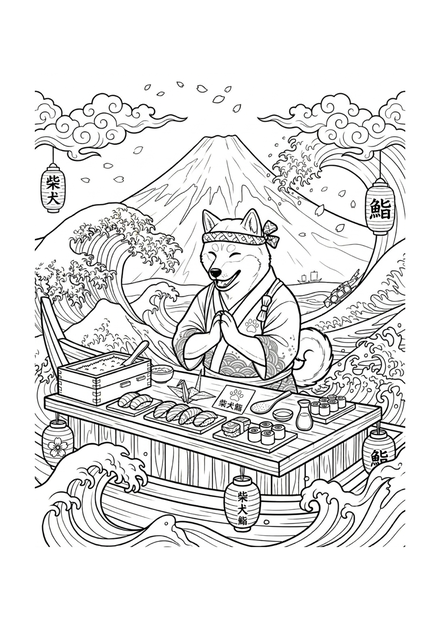 Shiba Inu Coloring Collection Vol.1 – 5 Printable Coloring Pages (PDF) –    柴犬ぬりえコレクション Vol.1 ～印刷して楽しめる5枚セット（PDF）