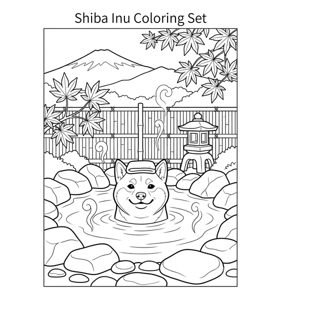 柴犬ぬりえコレクション Vol.1 ～印刷して楽しめる5枚セット（利用規約付き）＝Shiba Inu Coloring Collection Vol.1 – 5 Printable Coloring Pages  – 