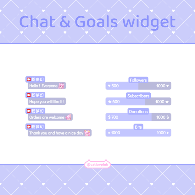 【配信】Left purple blue - Chat and Goals Widget for Stream | Twitch/Facebook