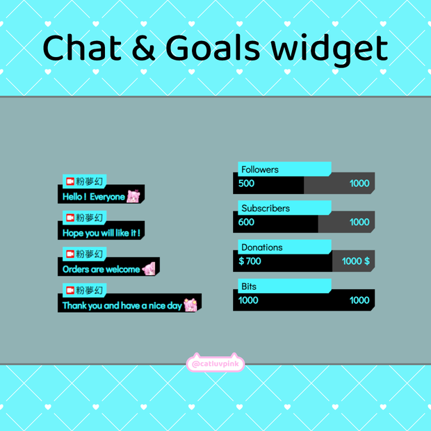 【配信】Cyberpunk style Blue - Chat and Goals Widget for Stream | Twitch/Facebook